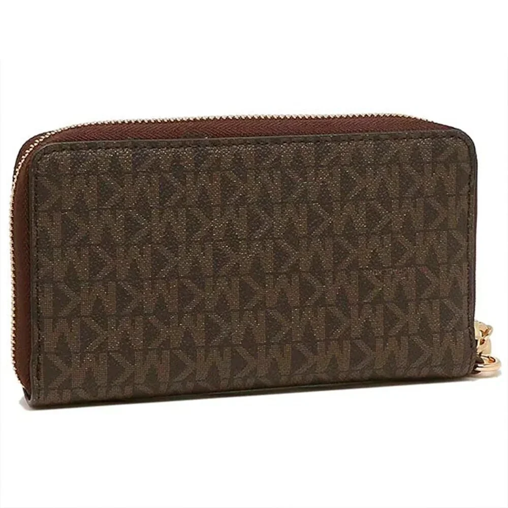 S Michael Kors Jet Set Travel Signature Phone Wallet Wristlet Brown 35F8GTVW9B - Picture 9 of 9